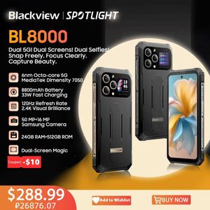 Telefony komórkowe Blackview BL8000 5G Solidny smartfon 6,78-calowy 2,4K FHD+120 Hz Wyświetlacz 24 GB 512 GB Telefon 50MP 8800MAH 33W Q240312