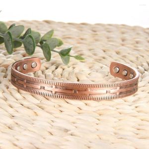 Bangle Copper Bracelet For Women Men Vintage Cross Magnetic With 3500 Gauss Magnets 99.99%Pure Adjustable Cuff Jewelry
