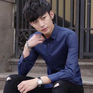 Men's Dress Shirts Shirt And Blouse For Office Long Sleeve Clothes Plain Male Top Xxl Elegant Summer Silk Original Luxury Button In