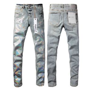 Purple Brand Jeans American High Street Coating Silver Paint 9005