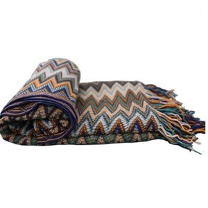 Blankets Bohemian Knitted Blanket Decorative National Wind Sofa Model House Throw 130x160cm1329E
