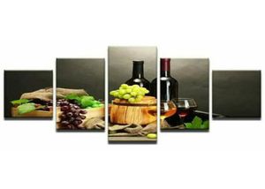 5 шт. холст с принтами «Виноград и вино», настенная картина для гостиной, спальни, настенные украшения, домашний декор, без рамки2571002