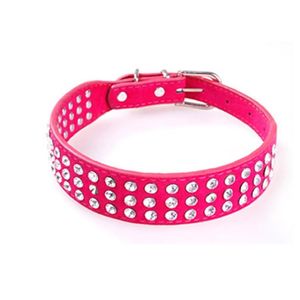 PU Leather Adjustable Pet Dog Collar Rhinestone Neck Lead Dog Necklace Pink Pets Pomeranian Collare Cane Leash Dogs EE5QY2940
