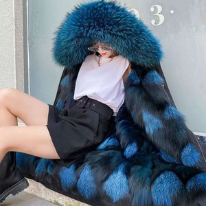 New Haining Xuan 2023 Fox Hair Pie Overcoming Women's Mid Length Detachable Inner Tank Real Fur Grass Coat 2645