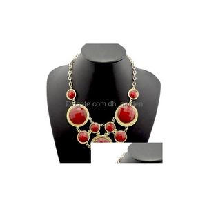 Chokers Golden Choker Bib Statement Necklace New Fashion Harts Facets Round Crystal Gems Charms Drop Leverans smycken Necklac DHGARDEN DH8CR