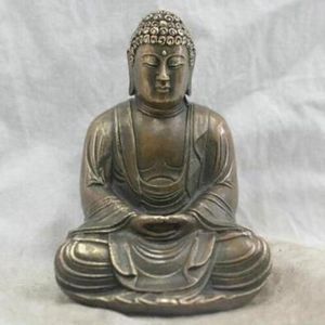 Kinesisk folkkultur Handgjorda mässing Bronsstaty Sakyamuni Buddha Sculpture271i