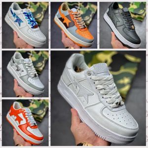 Bapestask8 sapatos de grife homens sapatos femininos baixo couro camuflagem skate jogging formadores tênis