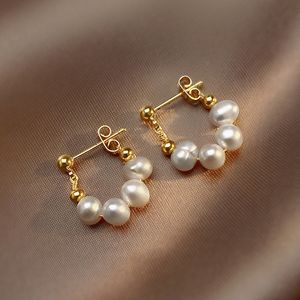 Stud Baroque Pearl Plated Earring Jewelry Letter Stud Earrings Women Quality 18k Gold Plated Earrings For Women Wedding Party Valentines Day Christmas Jewelry Gift