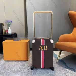 10A Luxus-Markenkoffer, personalisierbar, anpassbar, mit anfänglichem Streifenmuster, klassisches Gepäck, Mode, Unisex, Trunk Rod Box Spinner, Universal Wheel Duffel mit Box