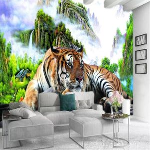 Personalizado mural 3d papel de parede furioso bonito tigre paisagem mural hd decorativo bonito wallpaper2386