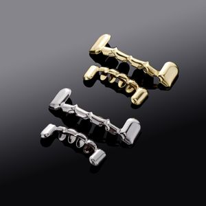 Halloween Argento Oro Bocca Denti Grillz Caps Top Bottom Grill Set Uomo Donna Vampire Grills Rock Punk Rapper Accessori per uomo Gioielli Hiphop