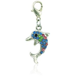 Brand New Fashion Charms Dangle Rhinestone Dolphin Animals Charms With Lobster Clasp DIY Jewelry Making Accessories2479