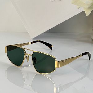 Damen-Sonnenbrille aus Metall, Designer-Sonnenbrille Arc de Triomphe aus Metall, Damenmode, lässige Sonnenbrille, minimalistisch, vielseitig, grüne Gläser 40281