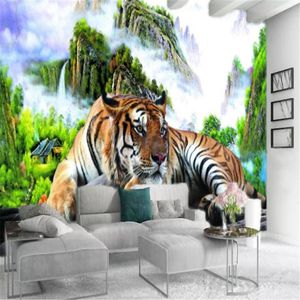 Murale personalizzato 3d Wallpaper Furious Cute Tiger Paesaggio Paesaggio Murale HD Decorativo Bellissimo sfondo255J