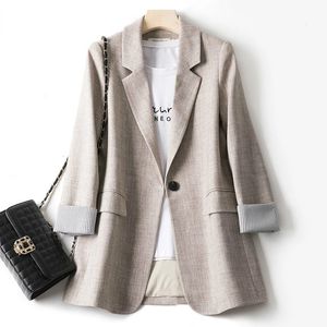 Blazers Kadın Modaya uygun patchwork Kore Şık Bahar Gevşek Cepleri Lady Elegant Coats Tek Düğme Minimalist Uzun Kollu 240227