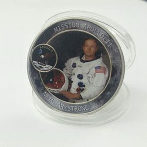 10 Pcs The Mission Apollo 11 coin Neil NICHAEL Buzz astronaut hero silver plated 40 mm Lunar Probe Project moon decoration coin241T