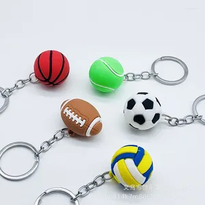 Keychains 1 PC Silicone Football Basketball Key Chain Creative Volleyball Tennis Rugby Keyring Bag Car Keys Pendant Accessories