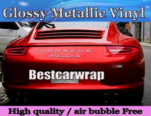 Premium Glossy Red Metallic Vinyl Blood Cherry red Gloss Car Wrapping Film With Air channel sticker covers Size 15220MRoll 5f7253051