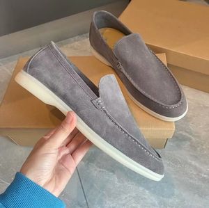 Men's casual shoes loafers low top suede Cow leather oxfords LororssPianas Moccasins summer walk comfort loafer slip on loafer rubber sole flats with box EU35-46