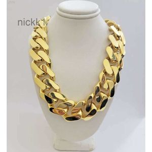 Big Guy Real 10K Gold 24mm bredd Monaco Hollow Sparkling Miami Cuban Link Chain Cnob