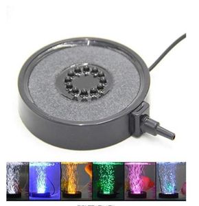 Aquarium-Landschaftsdekoration, bunter Farbverlauf, Aquariumbeleuchtung, 12 LED-Tauchlichter, Gasscheibe, runde Aquarium-Blasenlampea4997829