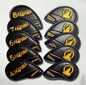 Hela nya unisex täcker högkvalitativ golf headcover honma pu golf strykjärn headcover 411 s en unisex svart golfklubbar headcov 9542176