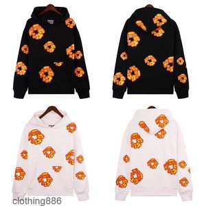 Off White Hoodie Designer Hoodie Mens Denim Flame-Print Casual Sweatshirt Svart tröjor för män och kvinnor som springer