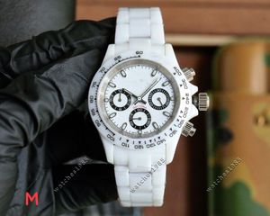 Mens Automatic Mechanical Watch 40mm Watch 904 Rostfritt stål Rem Black Ceramic Bezel White Disc Armband Folding Clasp Waterpr White Ceramic Case Strap