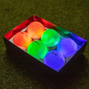 6x bolas de golfe LED iluminadas em 3 cores azul vermelho verde para esportes noturnos 240301