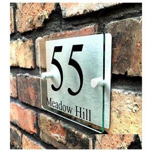 Other Door Hardware 100140Mm Customized Transparent Acrylic House Number Plaques Sign Plates Signs With Aluminum Plastic Backing Drop Dhgf5
