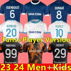 2023 2024 Maillot Marseilles Soccer Jersey Foot Cuisance Guendouzi Alexis Payet Clauss Football Shirts Men Kids Veretout under OM Olympique Vitinha fans Player