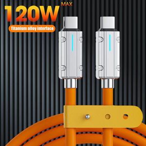 120W سبيكة من النوع C إلى C كبل الشحن السريع PD USB C SILICONE SILICONE DATE CABLE CALL