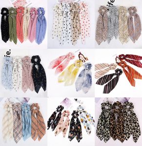 36 Style Women Girl Elastic Hairbands Streamer Accessories Scrunchies Plaid Stripe Leopard Chiffon Turban Pononyil Holder Hair Tie4604370