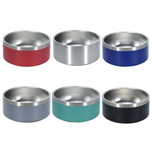 Dog Pet Food Container Soup Bowl Feeders Boomer Round rostfritt stål 6 färger 32oz 1PC3016