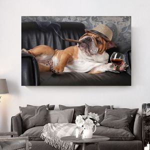 Modern Large Size Canvas Painting Funny Dog Poster Wall Art Animal Picture HD Printing For Living Room Bedroom Decoration275x