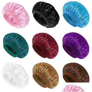 Beanie/Skull Caps Kids Children Soft Satin Solid Color Elastic Slee Caps Bonnet Night Sleep Hat Hair Care Beanie Headwear Drop Deliver Dhszd
