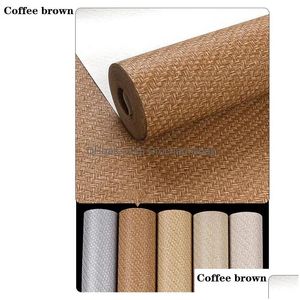 Wallpapers Modern Solid Color St Linen Wallpaper Pvc Brown Grey Wall Paper Roll Living Room Bedroom Tv Background Home Drop Delivery Dhwnp