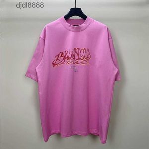 High Version Paris 23 Spring/summer New Runway Style Debut with Firebird Graffiti Letter Print b Family Short Sleeved T-shirt