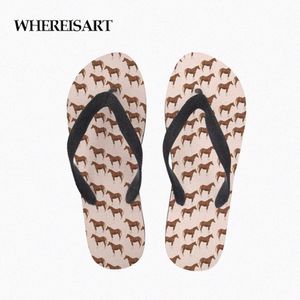 Whereisart 3D Horse Print Mulher Verão Flip Flops Casual Praia Chinelos Sandália Flipflop Para Mulheres Chinelos Femininos Sapatos de Borracha Y3MY #