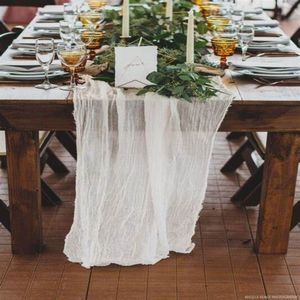 RU075C Wedding Party baby shower decoration cotton gold blush pink dark green beige blue cheesecloth gauze table runner 220513243w