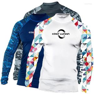 Herren-T-Shirts Cody Lundin Männer Langarm Rash Guard Bademode Kompressions-T-Shirts für Strand Surfen Tauchen Floatsuit Tops Active Wear