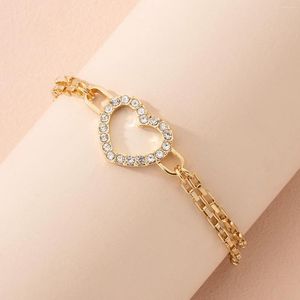 Charm Bracelets 2024 Valentine's Day Gift Crystal Jewerly Love Link Chain Hollow Out Heart Bracelet For Women