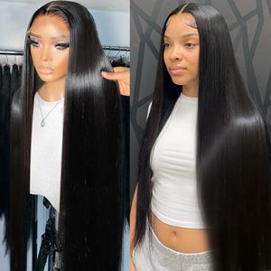 250 Density 13x4 13x6 Transparent Bone Straight 30 40 Inches Lace Front Human Hair Wigs Brazilian Frontal Wigs for Women