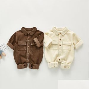 Jumpsuits 2021 Autumn Boy Treasure Baby Romper Frock Casual One-Piece Suit Corduroy Winter Clothes Drop Delivery Kids Maternity Clothi Ot4Yh