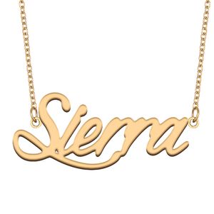 Sierra-Namensketten-Anhänger, individuell personalisiert, für Frauen, Mädchen, Kinder, beste Freunde, Mütter, Geschenke, 18 Karat vergoldeter Edelstahl