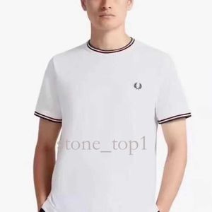 2023 Designer FRED PERRY Wheat Ear Round Neck Summer T-shirt Pure Cotton New College Style Fashion Simple Fit Underlay Cp Companys Polo Shirt Fred Perry 577