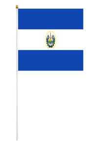 El Salvador Hand Waving Flag 14X21CM Premium Polyester Mini World Country Flag Banner With Plastic Flagpole3919988