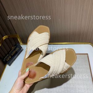 Mouth Block Sandals Linen Designer Bottom Slipper Beach Sandal Color Chlloe Knitted Flat Woody Casual 2024 Toe Summer Sandal New W880