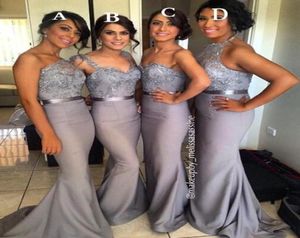 Cheap Dark Grey Mermaid Bridesmaid Dresses Sparkly Beaded Top Country Maid of Honor Wedding Guest Gowns Formal Prom Party Dress BO2742068