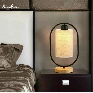 Table Lamp Bedroom Bedside Lights Creative Chinese Retro fabric art Wood Dimming Desk Lamp Decor Home Table Lighting fixture C0930249u